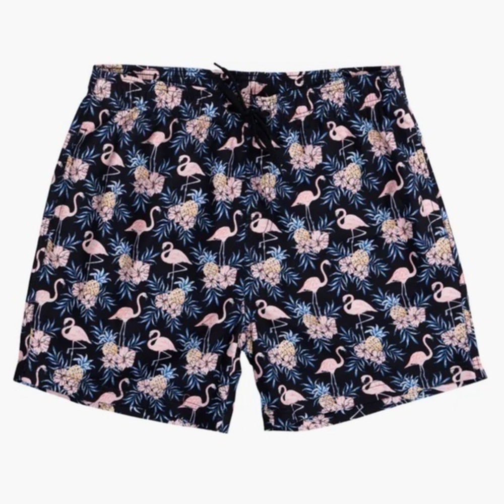 Burnside Flamingo & Pineapple Print Swim Trunks NEW with tags
